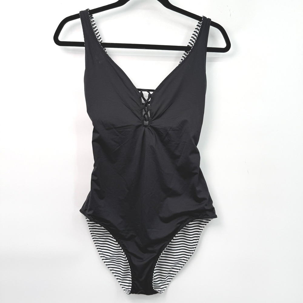 Tommy Bahama NWT Womens 12 Breaker Bay Reversible‎ Stripe Swimsuit Designer